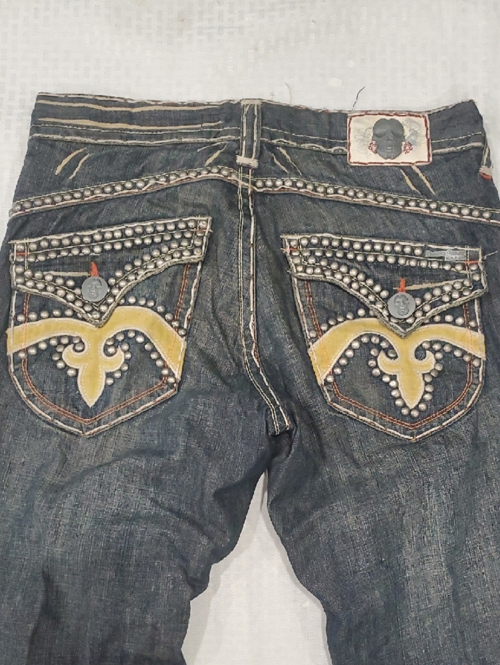 Y2k Laguna B Men's Straight leg  Jeans with Yellow Large Pocket  Detail - Picture 3 of 16